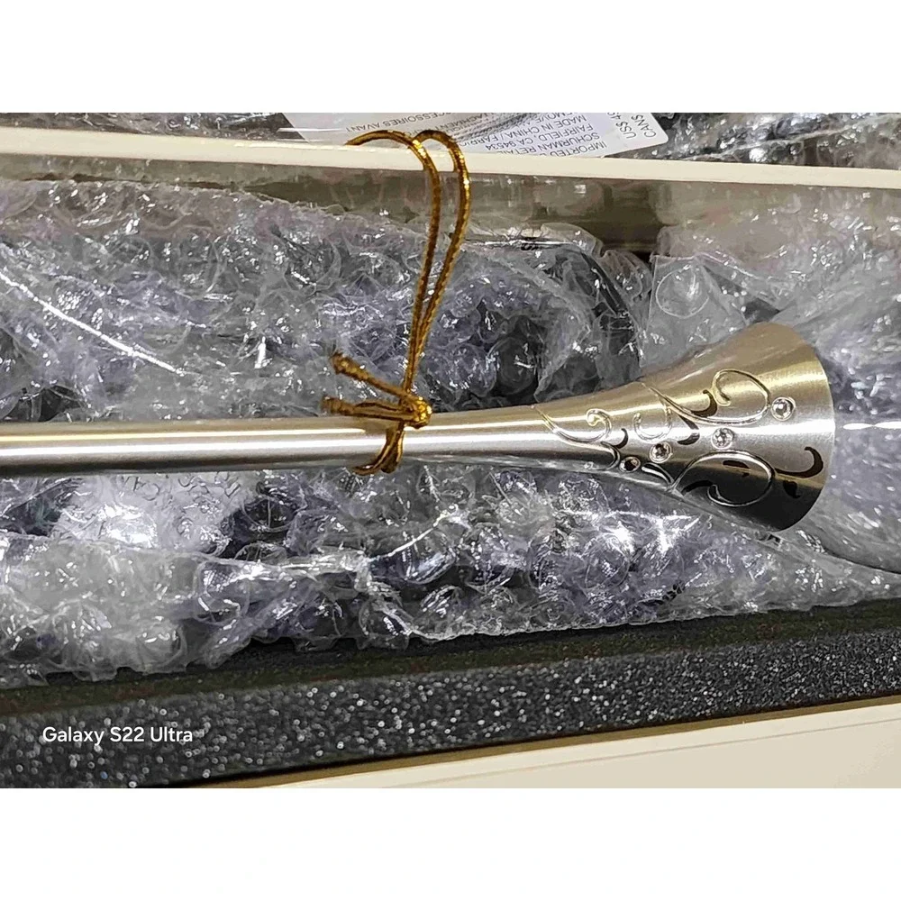 Papyrus Silver Toasting Flutes Set of 2 Crystal Accent Wedding Champagne Glasses